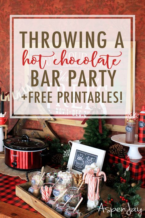 Learn how to throw the perfect hot chocolate bar party for the holidays  this year! Includes free hot cocoa printable labels to get you started!  Such a fun idea for the holidays! #hotchocolatebar #hotcocoabar  #christmasparty #holidayparty #hotchocolatebarparty #hotcocoastation  #hotcocoa #hotchocolate #freeprintables Hot Cocoa Printable, Free Printables Christmas, Holiday Party Decorations Christmas, Hot Chocolate Bar Party, Bar Printables, Perfect Hot Chocolate, Christmas Hot Chocolate Bar, Hot Cocoa Party, Hot Chocolate Party