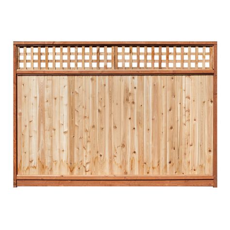 Shop 6-ft x 8-ft Western Red Cedar Lattice-Top Wood Fence Panel at Lowes.com Fence With Lattice Top, Picket Fence Panels, Cedar Paneling, Privacy Fence Panels, Square Lattice, Pallet Fence, Lattice Fence, Fence Styles, Cedar Fence