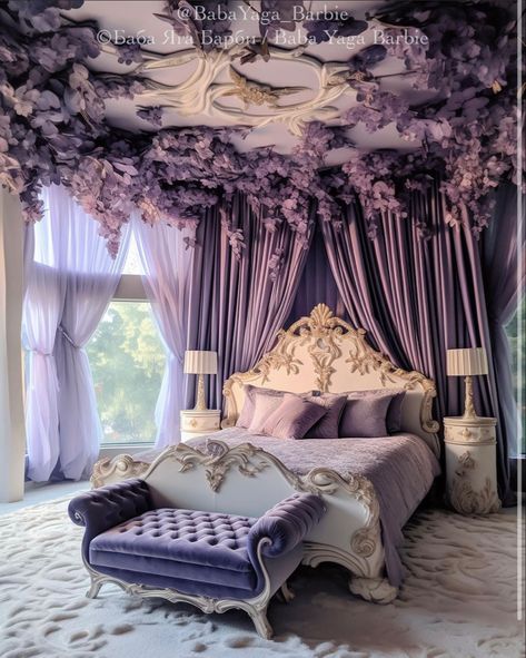 Purple Princess Room, Lavender Room Ideas, Nest Room, Lilac Bedroom, Magic Decor, Princess Bedrooms, Lavender Room, Royal Room, Royal Bedroom