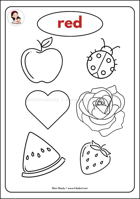 Red Objects Preschool, Red Color Worksheets Preschool, Red Crafts For Kids, Color Red Worksheets For Preschool, Red Worksheets For Preschool, Red Colour Activity For Preschool, Red Crafts For Toddlers, Inside Toddler Activities, Red Activities For Preschool