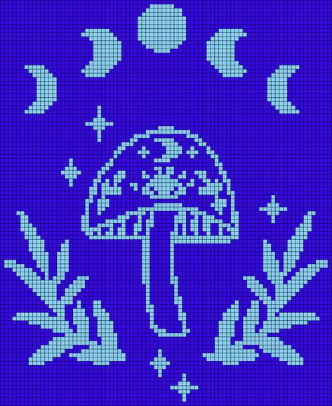 Crochet Alpha Pattern Witchy, Witchy Alpha Pattern, Crochet Tarot, Grid Crochet, Mushroom Moon, Celestial Aesthetic, Pixel Grid, Boho Witch, Grid Patterns