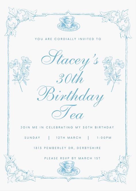 Jane Austen Inspired, My 30th Birthday, Tea Party Invitations, Pride Prejudice, 19th Birthday, Birthday Planning, 20th Birthday, Pride And Prejudice, Jane Austen