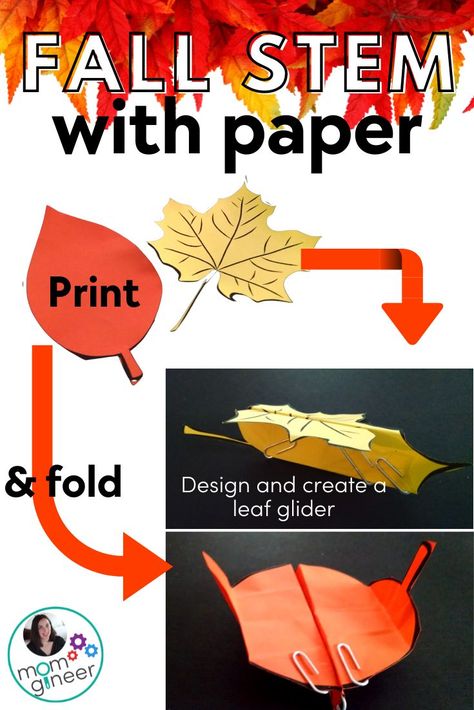 Create a leaf glider! Print, fold, and fly! This simple STEM challenge can be used with a wide range of grades and is great for fine motor skills practice too! Leaf Stem Activities, Simple Stem Projects, Fall Stem Challenges, Simple Stem Challenges, Fall Stem Activities, Raking Leaves, Stem Lesson, Engineering Design Process, Fall Stem