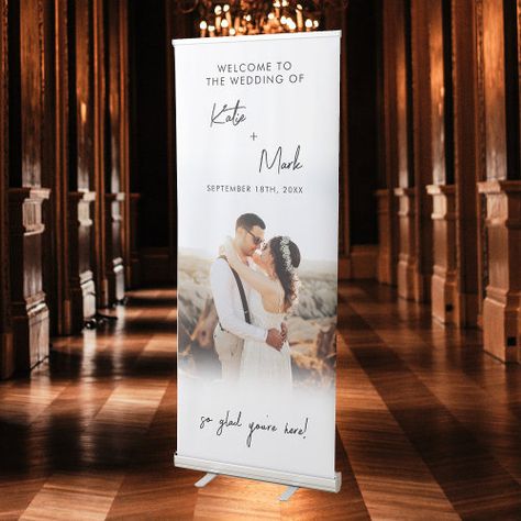 $144.01 | Modern Welcome To Our Wedding Sign Custom Photo #wedding banner, wedding welcome sign, weddings, minimalist, script calligraphy, minimal wedding welcome sign, full photo wedding banner, modern couple photo welcome sign, simple custom photo wedding banner, elegant wedding Photo Banner Wedding, Welcome To Wedding Board, Wedding Welcome Banner, Wedding Banner Design, Wedding Welcome Table, Welcome Pictures, Welcome To Our Wedding Sign, Wedding Sign Decor, Wedding Caricature