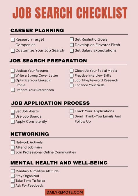 Your Ultimate Job Search Checklist is HERE Best Remote Jobs, Community Jobs, Communications Jobs, Social Media Writing, Job Interview Preparation, Job Interview Advice, Job Hunting Tips, Job Advice, Tech Job