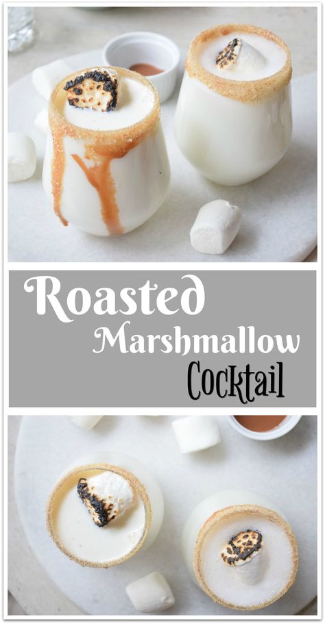 Mead Drink Recipes, Marshmallow Whiskey Cocktail, Marshmallow Cocktail, Marshmallow Drink, Roasted Marshmallow, Creamy Cocktails, Yummy Alcoholic Drinks, Delicious Drink Recipes, Roasting Marshmallows