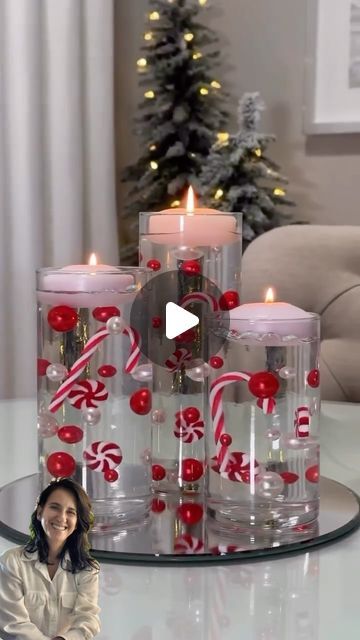 Diy Floating Candles, Christmas Homescreen, Christmas Vases, Minimalist Christmas Tree, Christmas Ornament Wreath, White Christmas Trees, Dollar Tree Christmas, Christmas Wreaths To Make, Ribbon On Christmas Tree