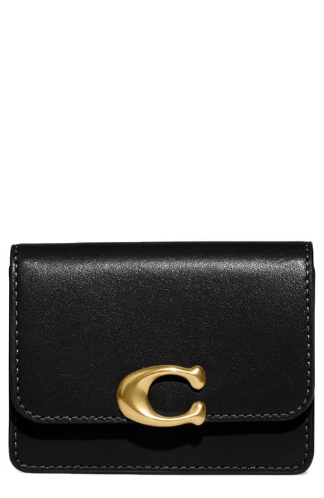 COACH Bandit Leather Card Holder available at #Nordstrom Coach Bandit Card Case, Coach Wallet Aesthetic, Coach Card Holder, Leather Card Holder, Luxury Wallet, Black Card, Coach Wallet, Face Cloth, Pretty Bags