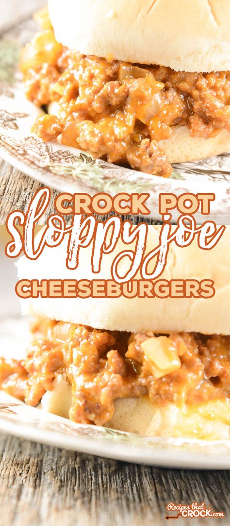 Crock Pot Sloppy Joe Cheeseburgers are so yummy EVERYONE will ask for the… Crock Pot Sloppy Joe, Sloppy Joe Recipe Crock Pot, Crock Pot Sloppy Joes, Breakfast Crockpot, Sloppy Joe Recipe, Crock Pot Food, Cheeseburger Recipe, Joe Recipe, Sloppy Joes Recipe