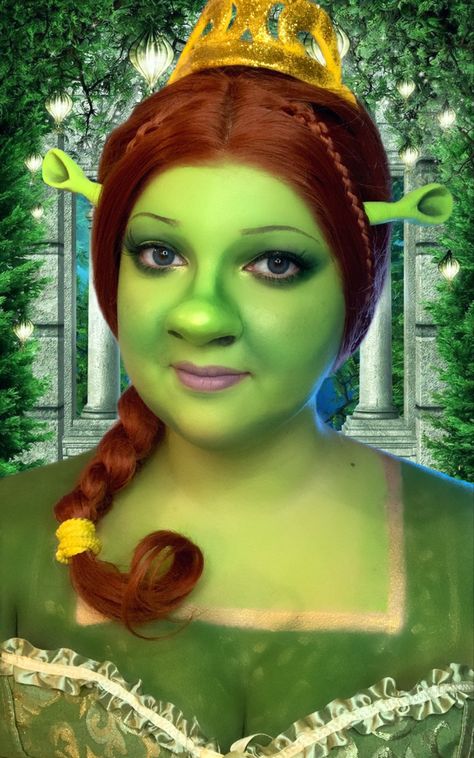 Fiona Shrek Makeup Looks, Fiona Makeup Shrek, Shrek Makeup, Fiona Cosplay, Makeup Karakter, Fiona Shrek, Makeup Tiktok, Princess Fiona, Nose Makeup