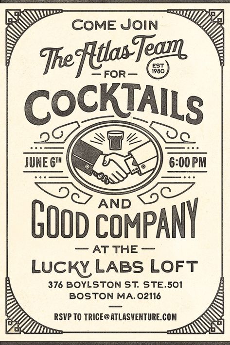 Cocktail Invite, Beverage Label, Numbers Tattoo, Inspiration Typographie, 10 Tattoo, Etiquette Vintage, Alcoholic Beverage, 타이포그래피 포스터 디자인, Vintage Poster Design