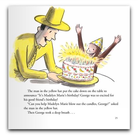 Curious George birthday book Curious George Birthday Cake, George Birthday Cake, Curious George Birthday Party, Curious George Party, Curious George Birthday, Birthday Cakes For Women, Yellow Hat, Curious George, Childhood Memories