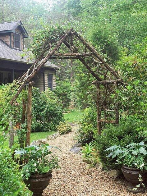 Rustic Arbor, Garden Concept, Taman Diy, Backyard Gardens, Jardim Diy, Rustic Backyard, Gardens Ideas, Gardening Design, Desain Lanskap