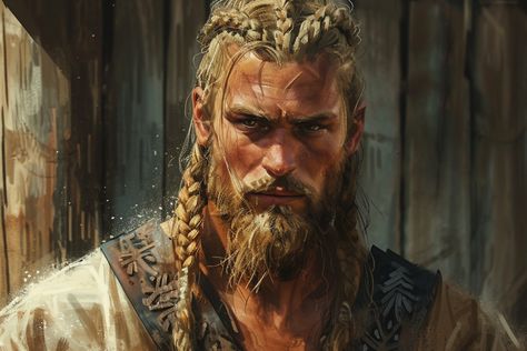 Red Head Viking Men, Male Eivor Fanart, Viking Spearman, Viking Fanart, Viking Character Art, Pirate Character Art, Viking Warrior Men, Viking People, Arte Viking