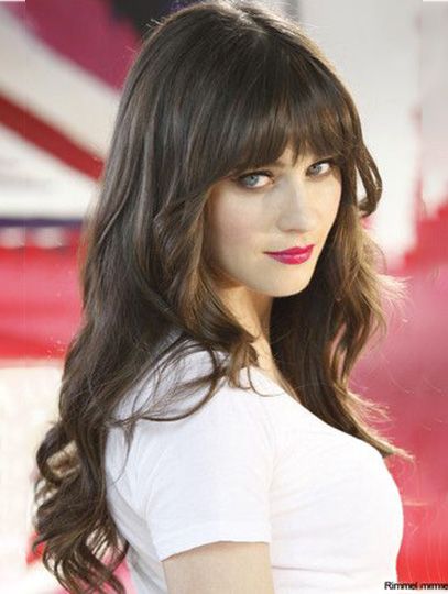 Zooey Deschanel Hair, 얼굴 드로잉, Long Hair With Bangs, 짧은 머리, Zooey Deschanel, Long Hair Girl, Feathered Hairstyles, Red Lipstick, Hair Envy