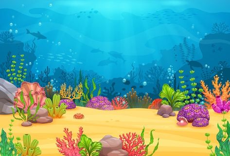 Vector game level cartoon underwater lan... | Premium Vector #Freepik #vector #sea-bottom #ocean #sea-underwater #underwater Cartoon Underwater, Underwater Cartoon, Underwater Landscape, Sea Clipart, Solar System For Kids, Ocean Clipart, Underwater Background, Underwater Pictures, Ocean Backgrounds