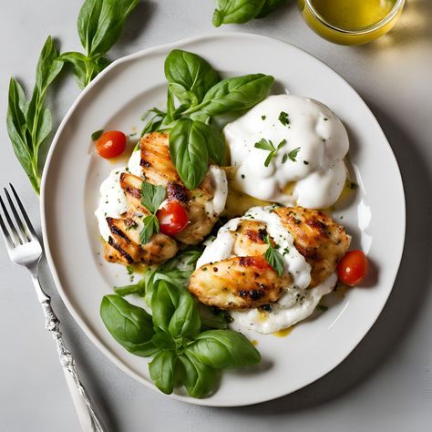 Chicken Burrata Recipe Chicken Burrata Recipe, Chicken Burrata, Cherry Tomatoes And Burrata, Tomatoes And Burrata, Roasted Breakfast Potatoes, Burrata Recipe, Chicken Fillets, Creamy Avocado Sauce, Beef Wellington Recipe