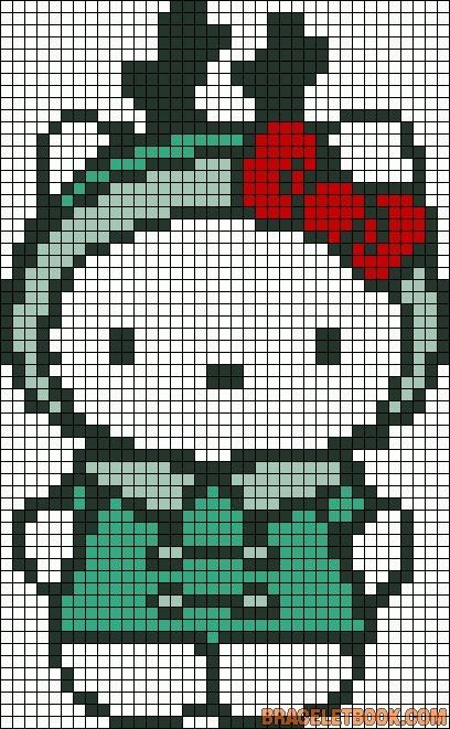 Hello Kitty perler bead pattern by Mudgey Perler Beads Pattern, Christmas Hello Kitty, Modele Pixel Art, Beads Pattern, Pony Bead Patterns, Hello Kit, Hello Kitty Christmas, Hama Perler, Animal Cross Stitch Patterns