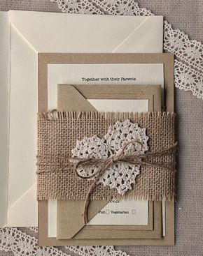 Burlap Lace Wedding, Chic Wedding Invitations, Burlap And Lace, Lace Wedding Invitations, Shabby Chic Wedding, Rustic Invitations, Invitation Inspiration, Rustic Chic Wedding, Wedding Invitations Rustic