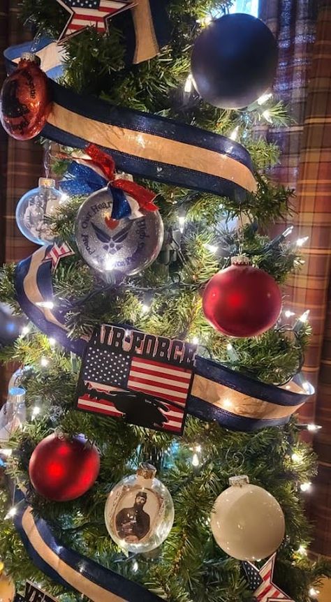 Air Force Christmas Tree, Military Christmas Tree, Patriotic Christmas Decorations, Cricut Christmas Ornaments, Air Force Christmas, Patriotic Christmas Tree, Military Ornaments, Svgs Free, Military Christmas