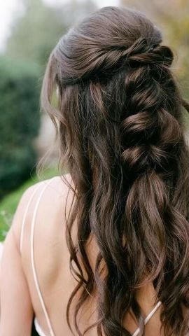 Curly Frizzy Hair, Engagement Photo Hair, Engagement Hairstyles, Guest Hair, Hoco Hairstyles, Dance Hairstyles, Prom Hairstyles For Long Hair, Fancy Hairstyles, Half Up Half Down Hair