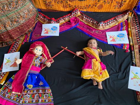 Navratri Kids Photoshoot, Baby Navratri Photoshoot, Navratri Baby Photoshoot Ideas, Navratri Theme Baby Photoshoot, Navratri Photography Poses, Navratri Photography, Navratri Pics, Navaratri Festival, Happy New Year Baby