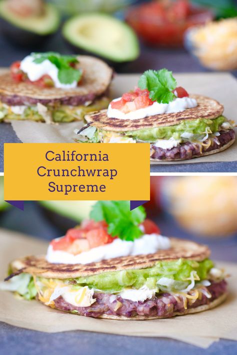 California Crunchwrap Supreme - Flatout Friendly & Weight Watchers Approved! @shawsimpleswaps Flatout Recipes, Sorghum Recipes, Taco Bell Copycat, Bratwurst Recipes, Crunchwrap Supreme, Healthy Food Swaps, Nutribullet Recipes, Stuffed Avocado Healthy, Fodmap Recipes