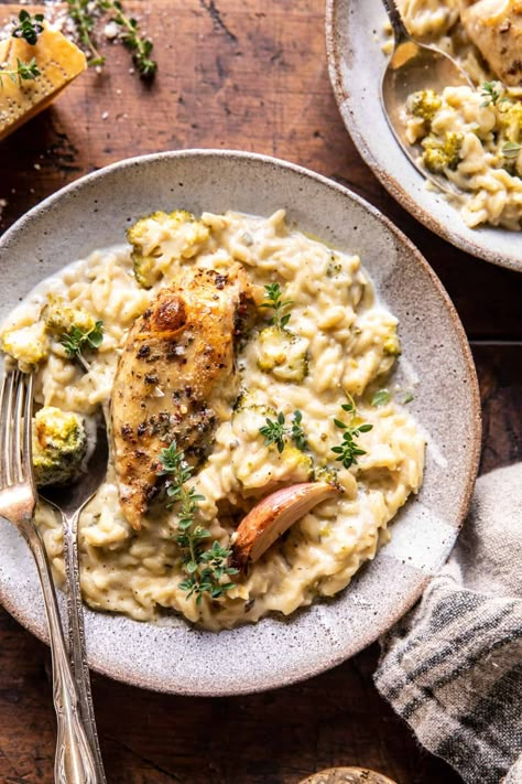 Slow Cooker Mustard Herb Chicken and Creamy Orzo | halfbakedharvest.com Half Baked Harvest Crockpot Dinners, Orzo Half Baked Harvest, Half Baked Harvest Crockpot, Creamy Orzo, Half Baked Harvest Recipes, Kitchen Tricks, Slow Cooked Chicken, Slow Cooker Pasta, Herb Chicken