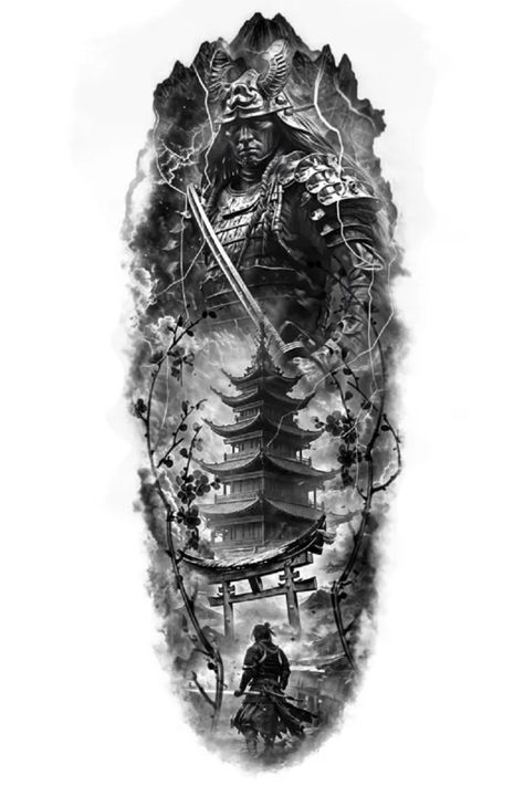 Custom tattoo design - a reflection of your individuality and style, waiting to be etched into reality. Japanese Tattoo Art Half Sleeve, Asian Mountain Tattoo, Japanese God Tattoo, Japanese Tattoo Sleeve Men, Japanese Sleeve Tattoo Design, Japanese Fu Dog Tattoo Design, Realistic Japanese Tattoo, Japanese Style Tattoo Sleeve, Japanese Temple Tattoo Design