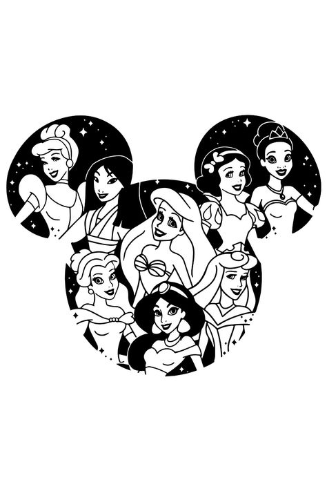 Disney Princesses Silhouettes SVG | Ariel SVG | Disney Characters Silhouettes | Disney world SVG Sublimation Disney Shirts, Disneyland Shirt Ideas, Disney Cricut Svg, Disney Svg Free Files Cricut, Cricut Disney Shirt Ideas, Disney Cricut Shirts, Disney Silhouettes Svg, Disney Tshirt Ideas, Disney Princesses Svg