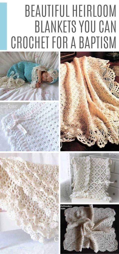 Crochet an heirloom baby blanket that will be passed down through the generations. The traditional lace designs are perfect for baptisms and christenings. Heirloom Crochet, Baby Hat Free Pattern, Lace Baby Blanket, Crochet Baby Blankets, Heirloom Baby Blankets, Christening Blanket, Diy Baby Blanket, Heirloom Blanket, Crocheted Blankets