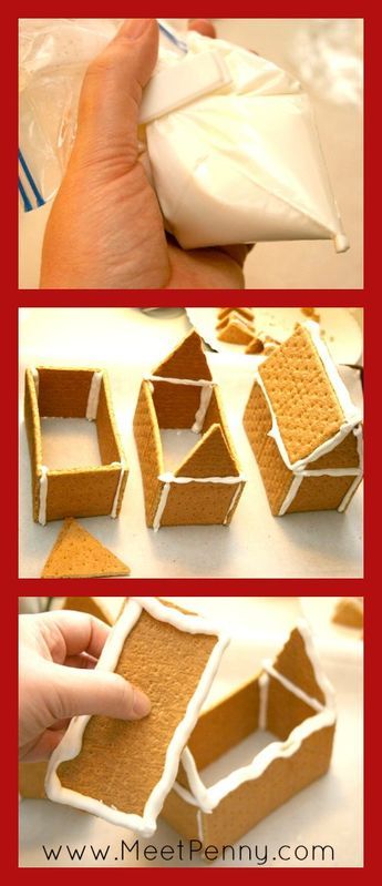 Build A Gingerbread House, Graham Cracker Gingerbread, Making Gingerbread Houses, Homemade House Decorations, Graham Cracker House, Graham Cracker Gingerbread House, Diy Christmas Crackers, Cracker House, Gingerbread House Parties