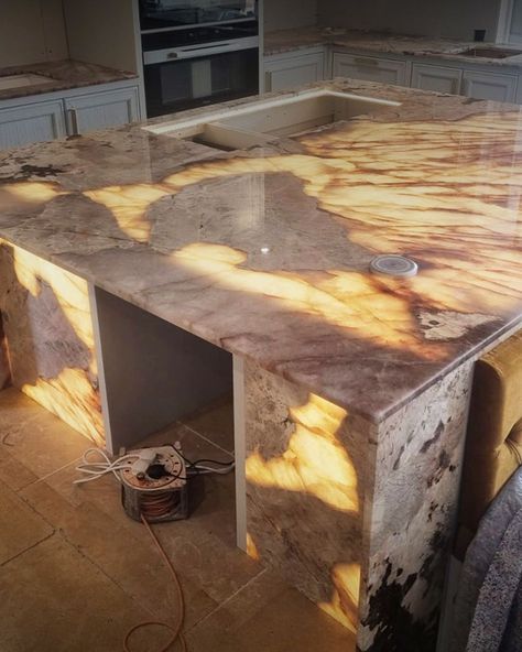 Wow! Backlit Patagonia natural stone, and it looks the absolute…..

The team at Oxford Stone & Marble have created a kitchen island that is going to stun and amaze every visitor to this home. We can’t wait to see this kitchen completed, but for now we know what the star of the show will be.

For more information about this wonderful material please dm, call, email or just drop by, we’d love to hear from you! Patagonia Kitchen, Patagonia Marble, Belgian Blue, Marble Slab, Italian Marble, A Kitchen, Blue Stone, The Star, Patagonia