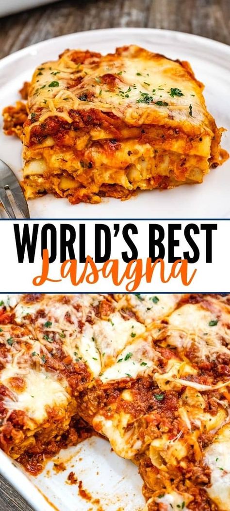 Italian Background, Worlds Best Lasagna, The Best Lasagna, Best Lasagna, Best Lasagna Recipe, Lasagne Recipes, Easy Lasagna Recipe, Homemade Lasagna, Meat Sauce