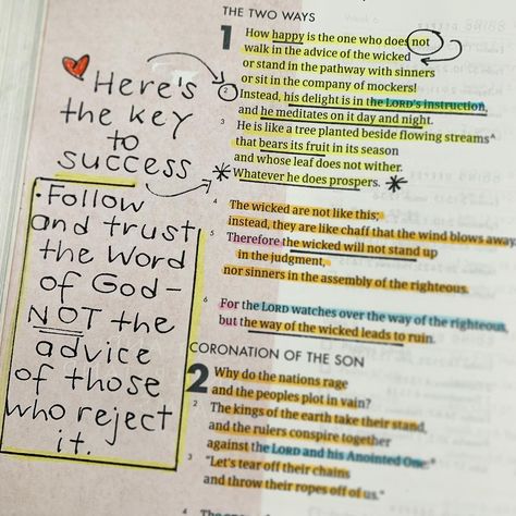 How cool is it that God flat out tells us - very plainly - HOW to be happy?! Read Psalm 1. It talks of two paths—the way of the righteous… Journal Bible Quotes, Two Paths, Abide In Christ, Word Formation, Prayer Bible, Journal Bible, Psalm 1, Bible Journaling Ideas Drawings, Bible Journal Notes