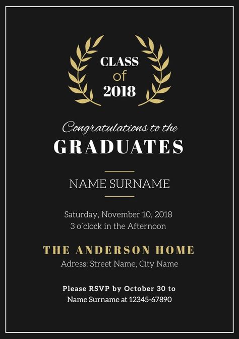 Invitation Graduation, Graduation Invitations Template, Class Of 2018, Graduation Invitation, Graduation Ceremony, Street Names, Elegant Invitations, Template Ideas, Graduation Invitations