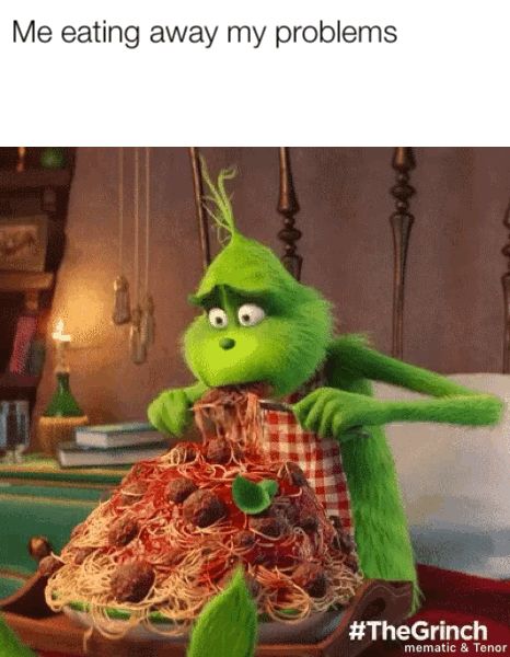 Emotional eating. Grinch, Spaghetti, Gif