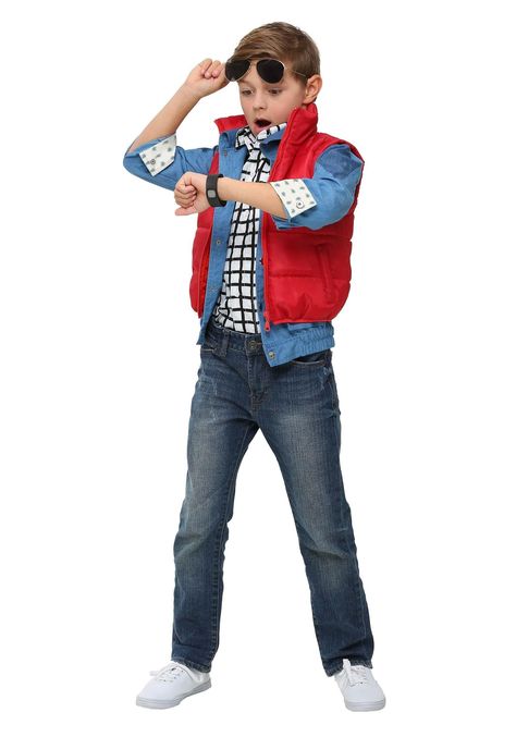 Kids 80s Outfit Ideas, Boys 80s Outfit, 80s Boys Outfit, Marty Mcfly Costume, Outfit Ideas For Boys, 80s Outfit Ideas, Decades Day Outfits, Back To The Future Marty, Decade Day