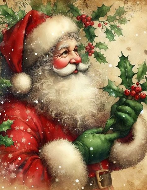 🎄Old Time Christmas Memories 🎄 | Vintage Santa Claus | Facebook Holly Clipart, Free Christmas Backgrounds, Santa Paintings, Santa Claus Images, Christmas Background Images, Journaling Scrapbook, Santa Pictures, Vintage Christmas Images, Vintage Santa Claus