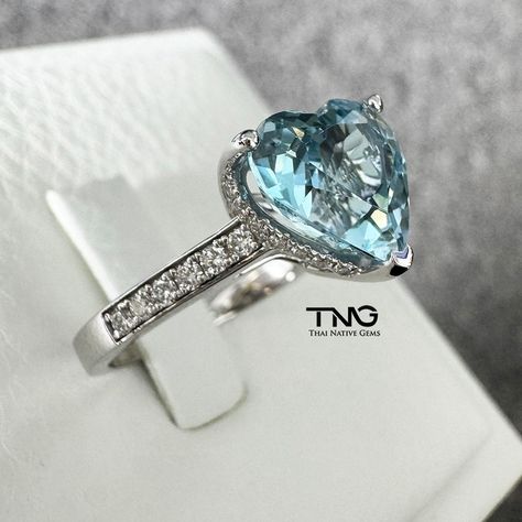 The second Heart Shape Aquamarine Ring is GIA-certified 2.48 carats set with halo & side natural diamonds in 18K White Gold! . . . #thainativegems #heartshapering #18kwhitegold #heartshapeaquamarine #heartshaped #aquamarine #aquamarinering #gemstonering #gems #gemstones Heart Shaped Rings, Aquamarine Ring, Aqua Marine, Aquamarine Rings, Two Hearts, Heart Shape, Aquamarine, Natural Diamonds, Halo