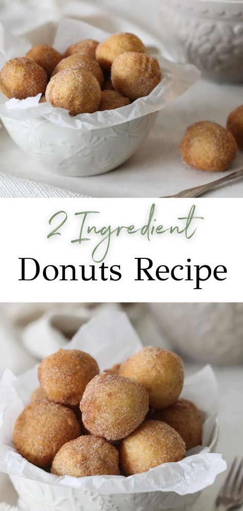 Fast Dessert Recipes, Easy Donut Recipe, 3 Ingredient Desserts, Fast Desserts, Easy Donuts, Two Ingredient, Donut Recipe, Donuts Recipe, Homemade Donuts