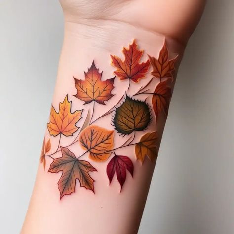 Fall Floral Tattoo Ideas, Fall Owl Tattoo, Fall Bouquet Tattoo, Pumpkin Sleeve Tattoo, Autumn Flowers Tattoo, Pumpkin Tattoos For Women, Tattoo Seasons, Autumn Tattoo Sleeve, Fall Foliage Tattoo