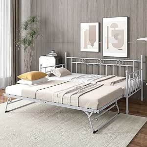 Trundle Bed Twin, Daybed With Pop Up Trundle, Day Bed With Trundle, Pop Up Trundle Bed, Daybed Trundle, Single Trundle Bed, Trundle Daybed, Metal Daybed With Trundle, Pop Up Trundle