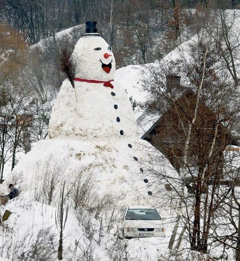 Real Snowman, Snowman Real, Snowman Ideas, Snowmen Pictures, Funny Snowman, Snow Sculptures, I Love Snow, Snow Art, Snow Fun