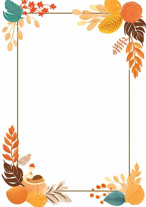 colorful illustrated a4 document autumn page border Autumn Border Frame, Autumn Border Designs, A4 Background, Page Boarders, Autumn Border, Classroom Tree, Autumn Frame, Autumn Doodles, Fall Borders