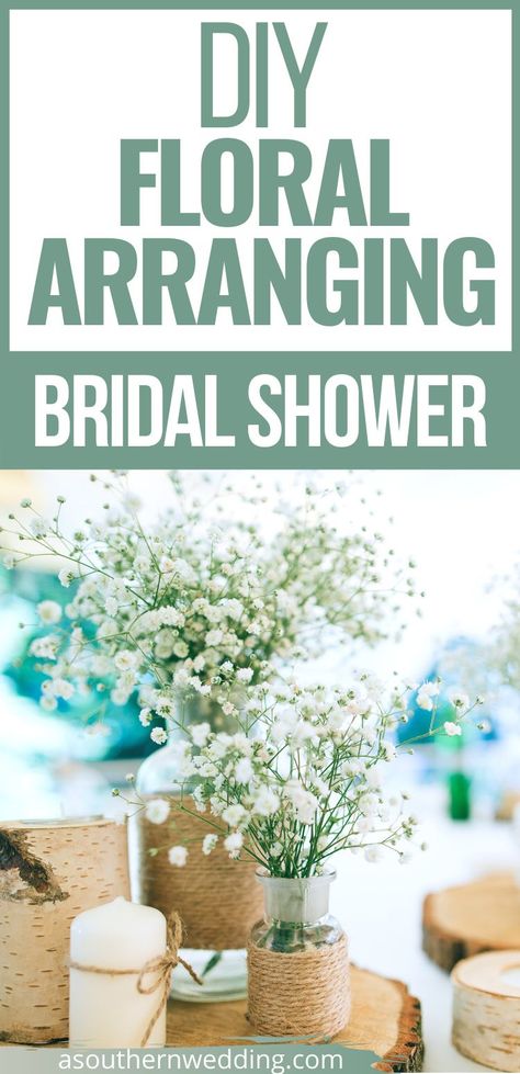 Throw a bridal shower flower arranging party! It's a super fun activity to do at your bridal shower and gives you a chance to practice floral arrangements for your big day - whether it's for reception centerpieces, bouquets or favors! #floralarrangements #bridalflowers #weddingflowers #weddingflorals #bridalshowerflowers #bridalshowerflorals #weddingflowerarrangements #diyfloralarrangements #diyweddingflowers #diyweddingbouquets #diyweddingcenterpieces #diyweddingflorals #bridalshowerthemes Southern Style Bridal Shower Ideas, Bridal Shower Crafts Activity, Bridal Shower Flowers Centerpieces, Bridal Shower Centerpiece Ideas, Flower Arranging Party, Bridal Shower Crafts, Wedding Shower Centerpieces, Diy Bridal Shower, Bridal Shower Planning