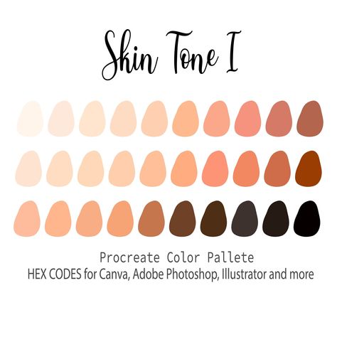 Skin Tone I, Procreate Color Palette, HEX Codes, Procreate Swatches, Color Swatches, Skin tones Procreate Art, Digital Download Skin Color Procreate, Diverse Portraits, Color Palette Hex Codes, Human Skin Color, Swatches Color, Procreate Palette, Procreate Color Palette, Hex Color Palette, Procreate Art