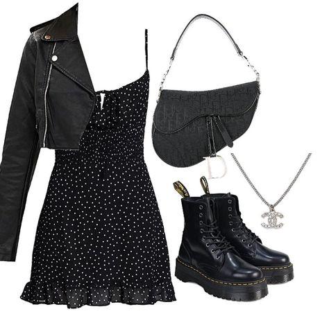 Polyvore Outfits, A Dress, Combat Boots, Leather Jacket, Polyvore, Boots, Leather, On Instagram, White