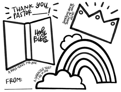 "Download and print to help children express \"thanks\" for their pastors during Pastor's Appreciation Month." Pastor Appreciation Ideas For Kids Craft, Pastor Appreciation Gifts From Kids, Pastor Appreciation Coloring Page, Pastor Appreciation Scrapbook Ideas, Pastor Appreciation Ideas For Kids, Pastor Appreciation Cards From Kids, Pastor Appreciation, Pastor Appreciation Ideas, Pastor Appreciation Poster