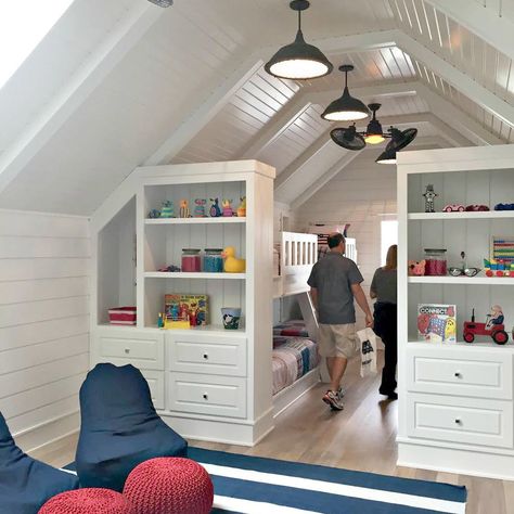 Attic Room Ideas, Attic Bedroom Designs, Attic Playroom, Thrifty Decor Chick, Attic Space, Attic Design, Attic Apartment, Attic Bedrooms, Boys Rooms